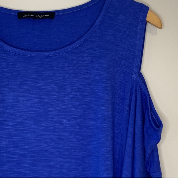 Jasmine & Juliana Blue Cold Shoulder Tunic Top - Picture 4 of 12